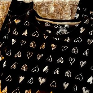NEW with out tags Cuddl Duds black hearts Pajamas womens SET shirt pants pockets